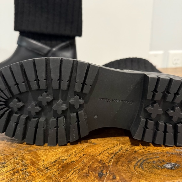 Gianvito Rossi Thurso Knit Collar Moto Combat Leather Boots - Picture 16 of 16